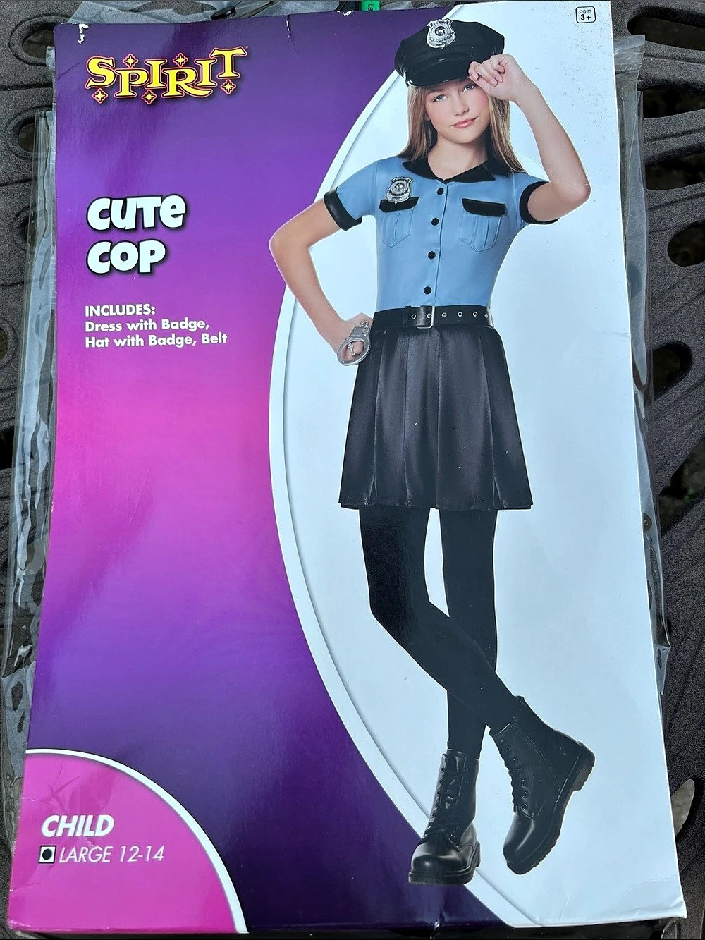 Spirit Halloween Cute Cop Girls Costume Large 12-14 Blue & Black